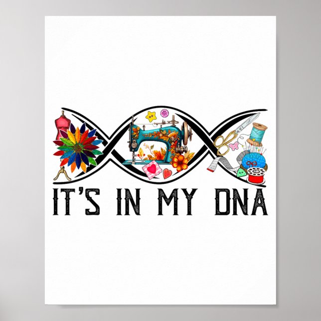 Funny Sewing Quilter Sewer Dna Quilting Hobby Craf Poster (Framsidan)