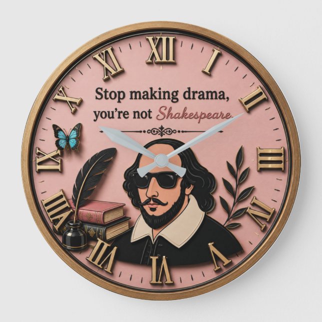 Funny Shakespeare Literary Humor  Stor Klocka (Framsida)