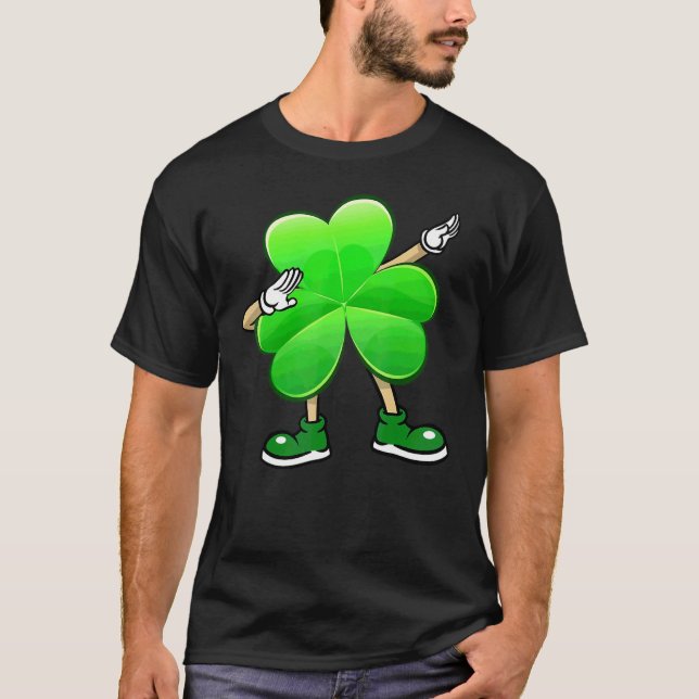 Funny Shamrock Bära Sunglasses Dab Dancer St Patri T Shirt (Framsida)