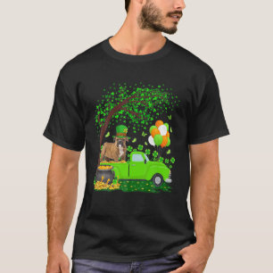 Funny Shamrock Bulldog Lastbil St patricks day For T Shirt