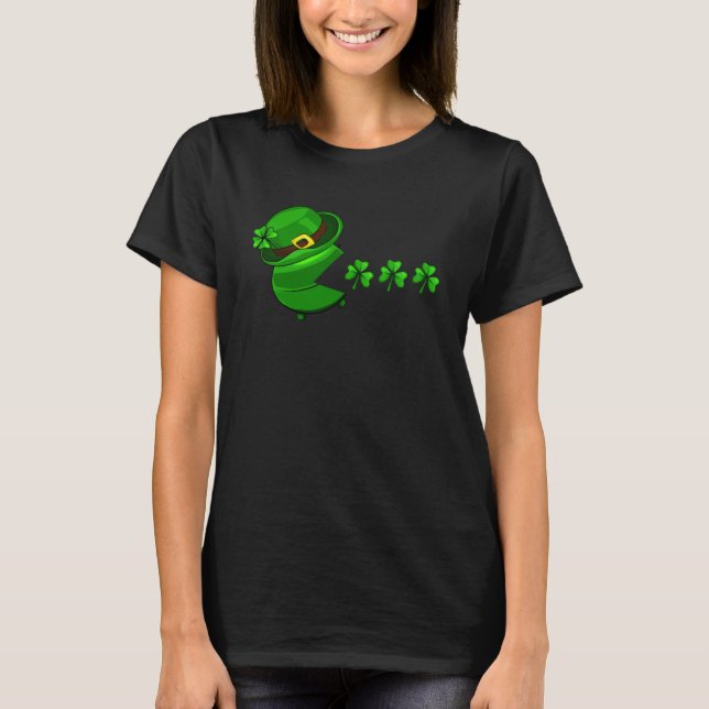 Funny Shamrock Eating Lycklig St patrick's day Man T Shirt (Framsida)