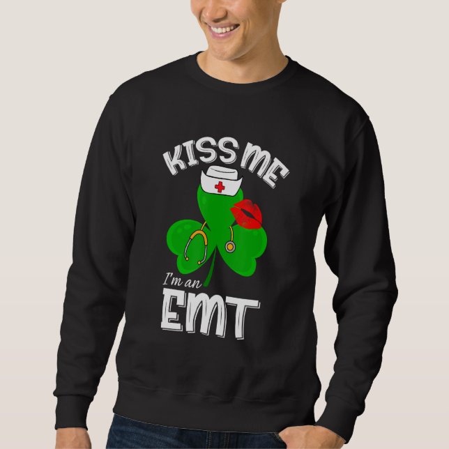 Funny Shamrock I är en Emt St patricks day Lucky Lång Ärmad Tröja (Framsida)