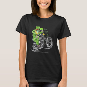 Funny Shamrock Leprechaun Hat Motorcle St Patric T Shirt