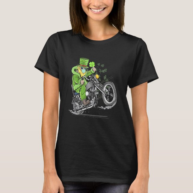 Funny Shamrock Leprechaun Hat Motorcle St Patric T Shirt (Framsida)