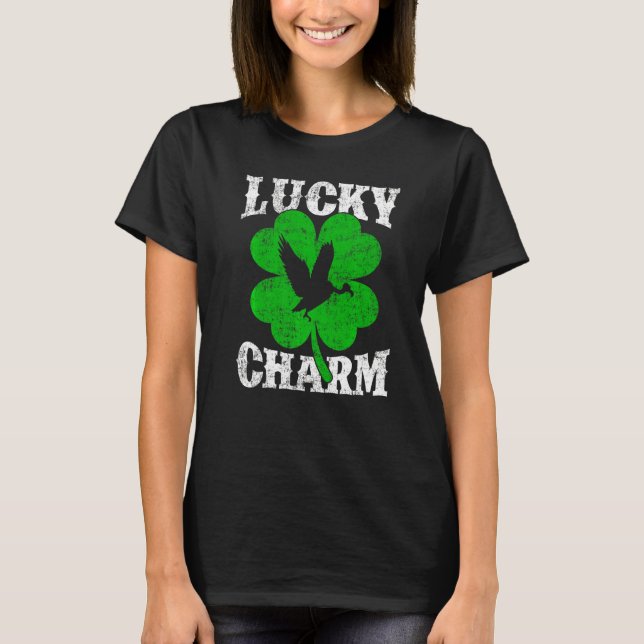 Funny Shamrock Löv Lucky Charm Condor Bird St Pat T Shirt (Framsida)