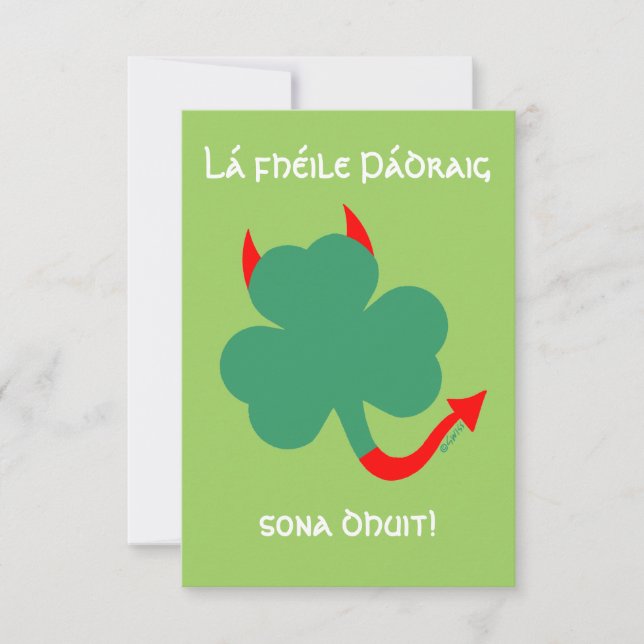 Funny Shamrock Lycklig St patrick's day i Gaelic Inbjudningar (Framsida)