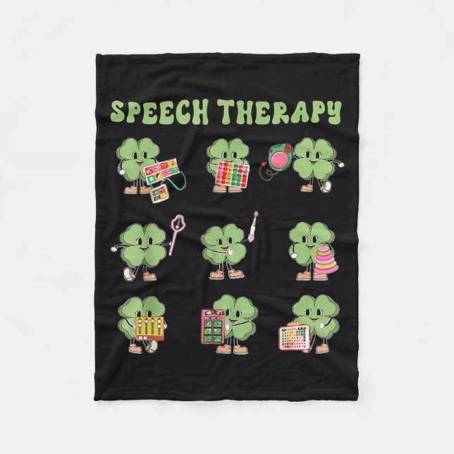 Funny Shamrock Speech Therapy St Patrick's Day Slp Fleecefilt (Framsidan)