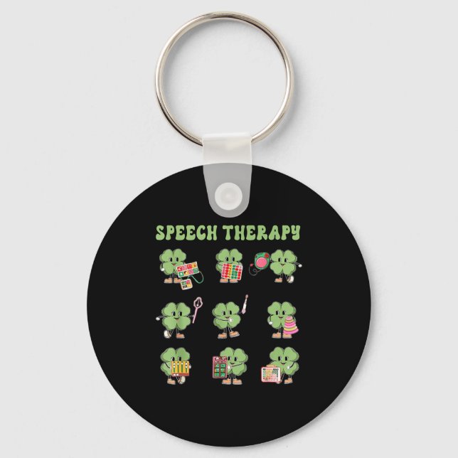 Funny Shamrock Speech Therapy St Patrick's Day Slp Nyckelring (Framsida)