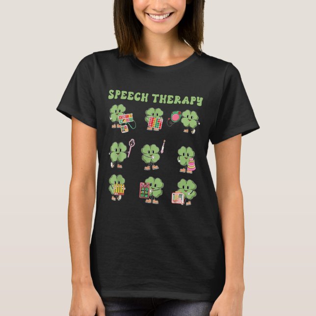 Funny Shamrock Speech Therapy St Patrick's Day Slp T Shirt (Framsida)
