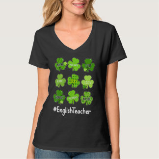 Funny Shamrock Teach Kärlek English Teacher St Pat T Shirt