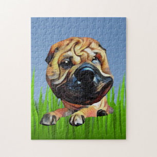 Funny Shar Pei Hund 252 Biet Puzzle Pussel