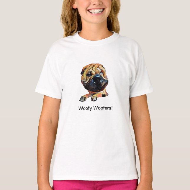 Funny Shar Pei Hund Girls T-Shirt (Framsida)