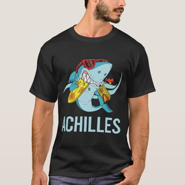 Funny Shark - Achilles Namn T Shirt (Framsida)