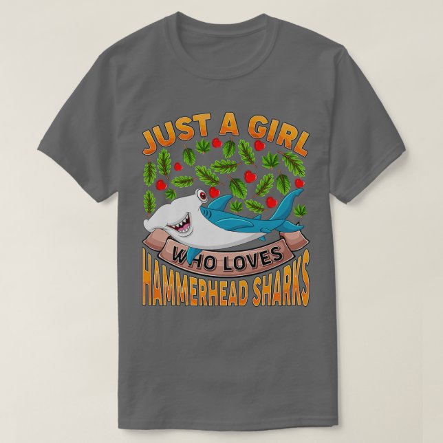 Funny Shark Älskare Bara en flicka som Kärlek Hamm T Shirt (Design framsida)