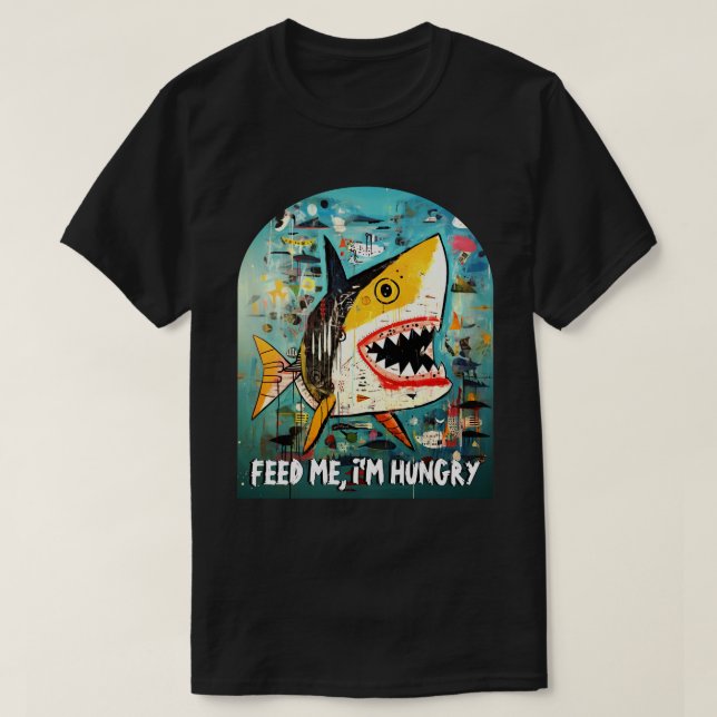 Funny Shark Anpassningsbar Quote 90s Street Art Gr T Shirt (Design framsida)