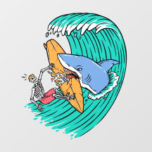 Funny Shark Attacks Surfer Skeleton Boy