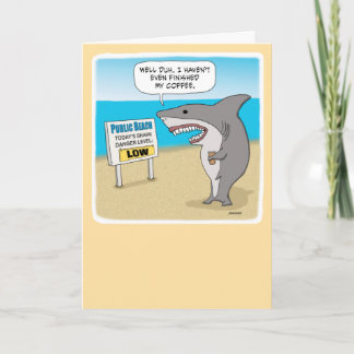 Funny Shark behöver kaffe för att göra sin födelse Kort
