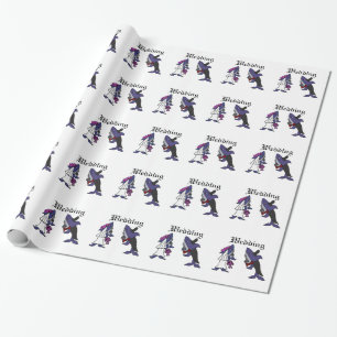 Funny Shark Bride and Groom Bröllop Tecknad Presentpapper