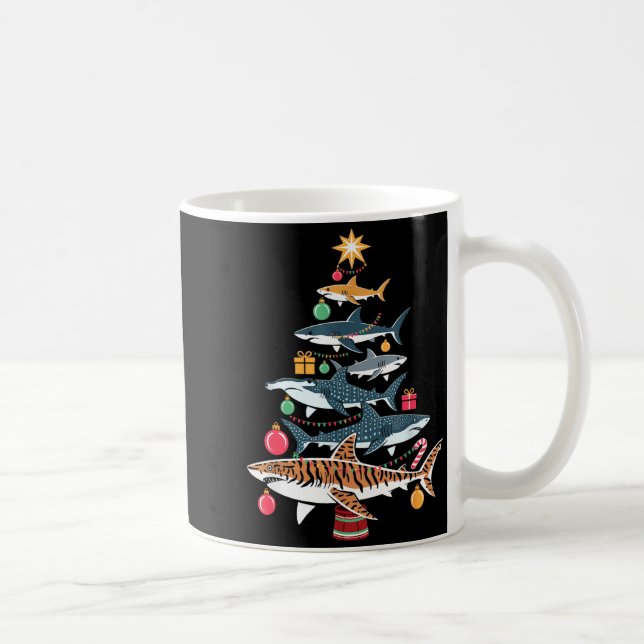 Funny Shark Christmas Tree  Kaffemugg (Höger)