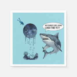 Funny shark diver lunch time nice bubbles bro pappersservett