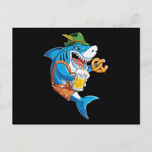 Funny Shark Drink Beer - Crazy Shark Gifts Inbjudan Vykort (Framsida)