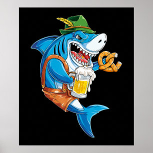 Funny Shark Drink Beer - Crazy Shark Gifts Poster
