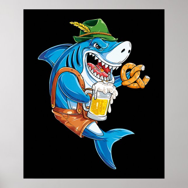 Funny Shark Drink Beer - Crazy Shark Gifts Poster (Framsidan)