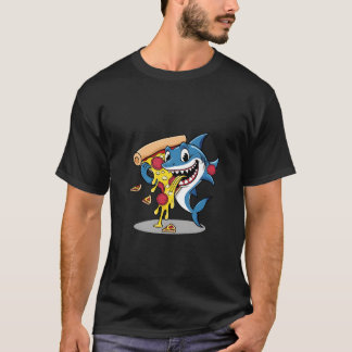 Funny Shark Eating Pizza T Shirt
