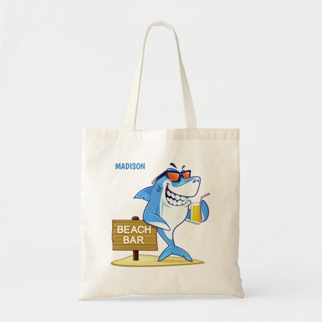 Funny Shark-eget namn tote bags Tygkasse (Framsidan)