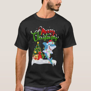 Funny Shark Fish Älskare Julafton Lighting Shark C T Shirt
