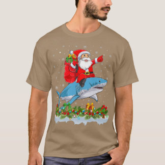 Funny Shark Fish Lover Santa Riding Shark Christma T Shirt