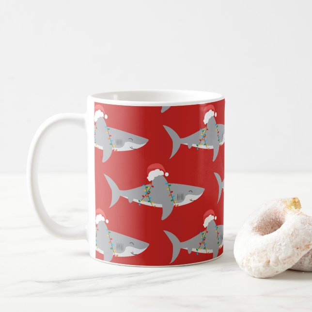 Funny Shark-jul Kaffemugg (Med munk)