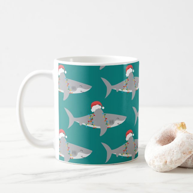 Funny Shark-jul Kaffemugg (Med munk)