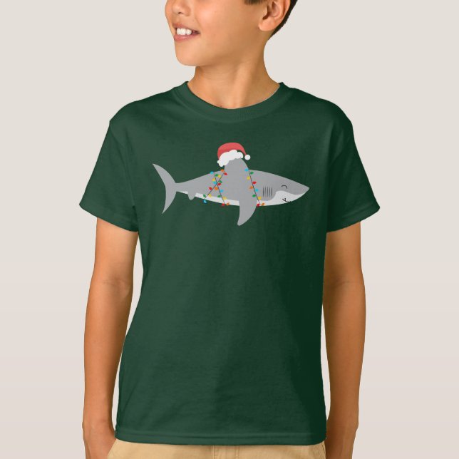 Funny Shark jul Tee Shirt (Framsida)