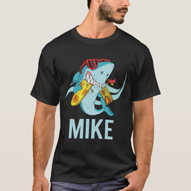 Funny Shark - Mike Namn T Shirt (Framsida)
