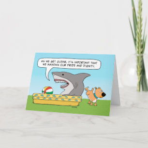 Funny Shark och Hund Birthday Kort
