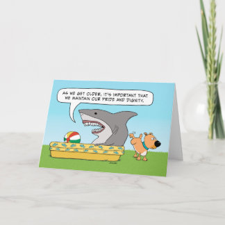 Funny Shark och Hund Birthday Kort