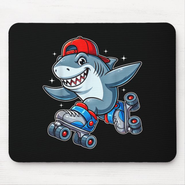 Funny Shark On Roller Skates Cute Cool Skater Anim Musmatta (Framsidan)