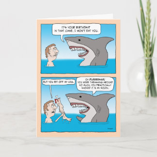 Funny Shark påträffar födelsedagag Kort