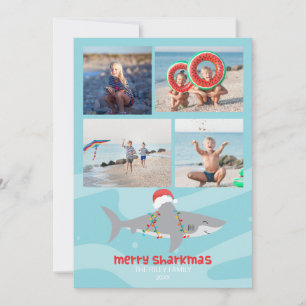 Funny Shark Photo jul - plattat Helgdag Card Julkort