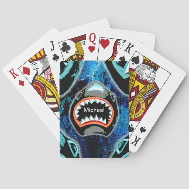 Funny Shark Poker-kort - Anpassat namndek Casinokort (Baksidan)