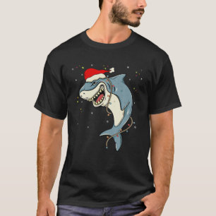 Funny Shark Santa Manar Women Kids Pajama T Shirt