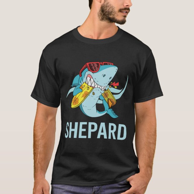 Funny Shark - Shepard Namn T Shirt (Framsida)