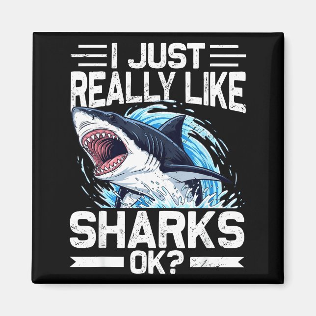 Funny Shark Shirt For Men Women Sea Animal Shark L Magnet (Framsidan)