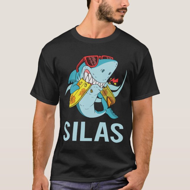 Funny Shark - Silas Namn T Shirt (Framsida)
