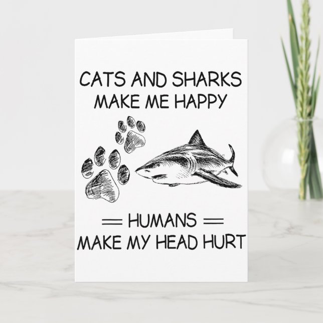 Funny Sharks And Dogs Make Me Happy Humans Make My Kort (Framsida)