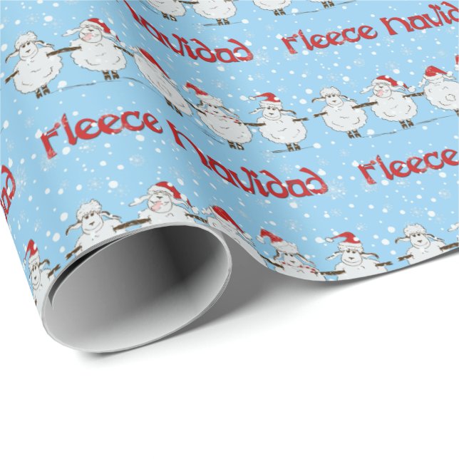 Funny Sheep Ull Navidad Vågrät Gift Wrap Presentpapper (Rullad Hörn)