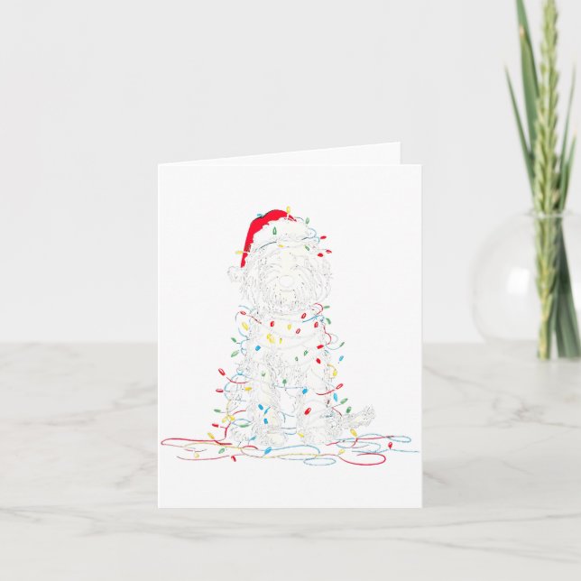 Funny Sheepadoodle Christmas Graphics Dog Lights L Kort (Framsida)