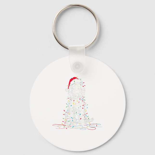 Funny Sheepadoodle Christmas Graphics Dog Lights L Nyckelring (Framsida)