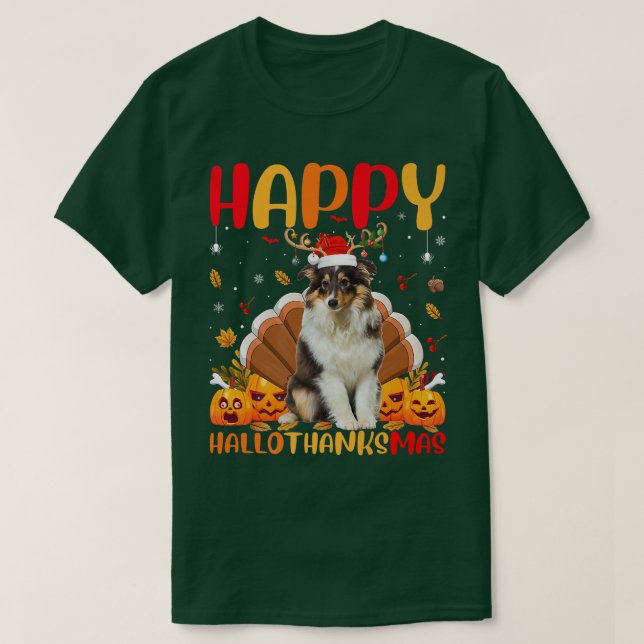Funny Sheltie Dog Lover Happy Sheltie HelloThanksM T Shirt (Design framsida)